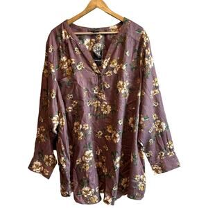 Torrid Harper Brushed Tunic Pullover Yellow Floral 5